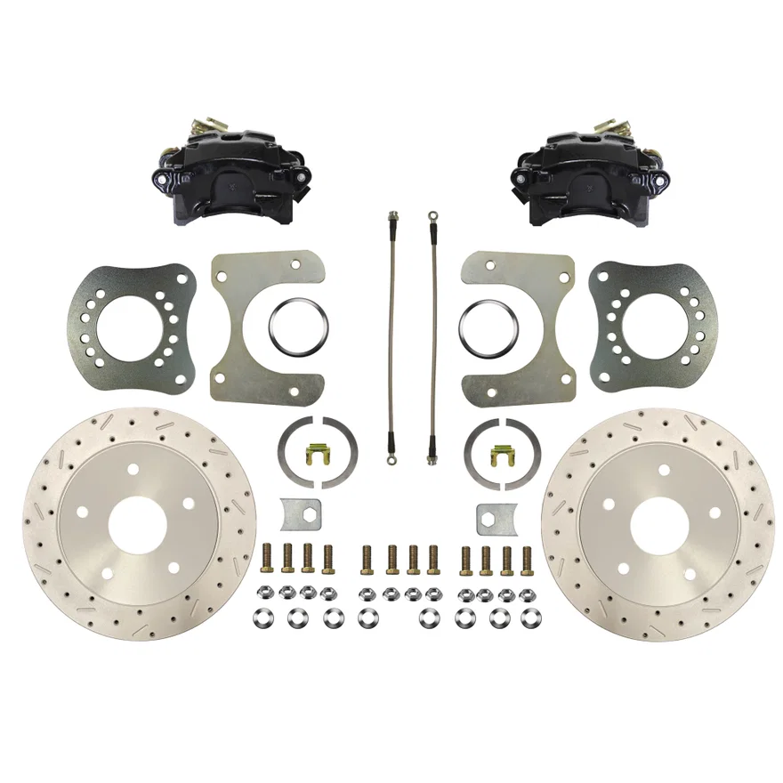 Rear Disc Brake Kit  with Drilled Rotors and Black Powder Coated Calipers for Ford