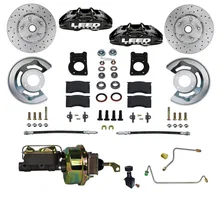 Power Front Kit with Drilled Rotors and Black Powder Coated Calipers for Ford Mustang image 1
