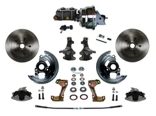 Front Power 2" Drop Spindle Kit with Plain Rotors and Zinc Plated Calipers image 1