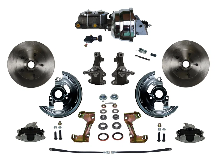 Front Power 2" Drop Spindle Kit with Plain Rotors and Zinc Plated Calipers