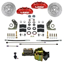 Power Front Kit with Drilled Rotors and Red Powder Coated Calipers image 1