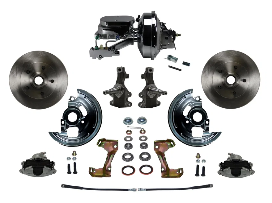 Front Power 2" Drop Spindle Kit with Plain Rotors and Zinc Plated Calipers