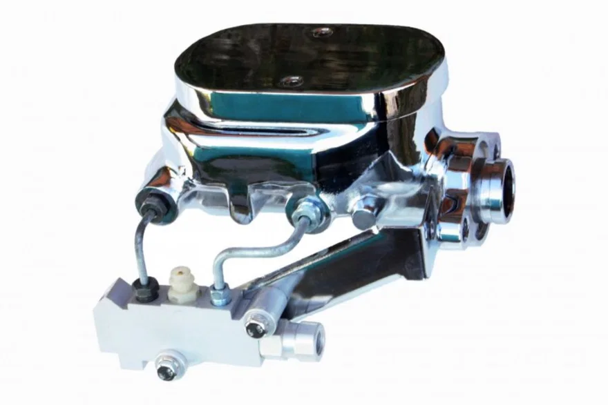 Hydraulic Kit Chrome Flat Top Master Cylinder Disc/Drum Side Mount