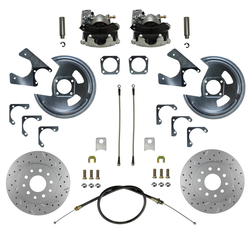 Rear Disc Brake Kit  with Drilled Rotors and Zinc Plated Calipers
