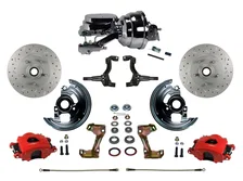 Power Front Kit with  Drilled Rotors and Red Powder Coated Calipers image 1