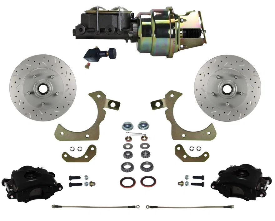 Power Front Kit with  Drilled Rotors and Black Powder Coated Calipers for Chevrolet