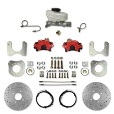 Rear Disc Brake Kit  with Drilled Rotors and Red Powder Coated Calipers for Ford Mustang image 1
