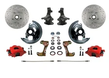 Front Spindle Kit with 2" Drop Spindles Drilled Rotors and Powder Coated Calipers image 1