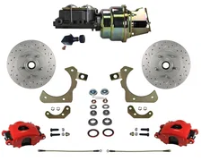 Power Front Kit with  Drilled Rotors and Red Powder Coated Calipers for Chevrolet image 1
