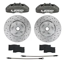 Front Caliper and Rotor Kit with Drilled Rotors and Anodized Calipers image 1