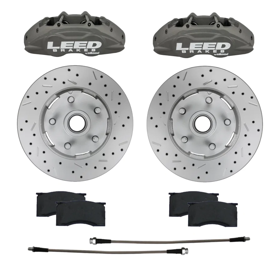 Front Caliper and Rotor Kit with Drilled Rotors and Anodized Calipers