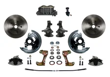 Front Manual 2" Drop Spindle Kit with Plain Rotors and Zinc Plated Calipers for Chevrolet Chevy II image 1