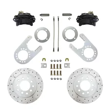 Rear Disc Brake Kit  with Drilled Rotors and Black Powder Coated Calipers image 1