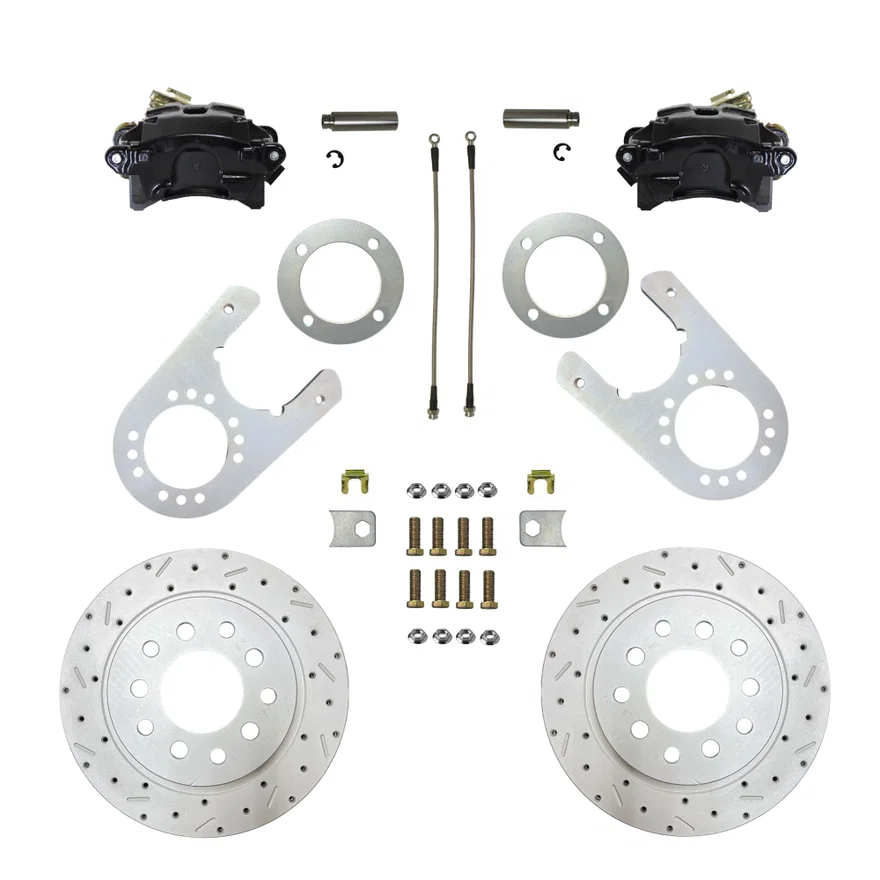 Rear Disc Brake Kit  with Drilled Rotors and Black Powder Coated Calipers
