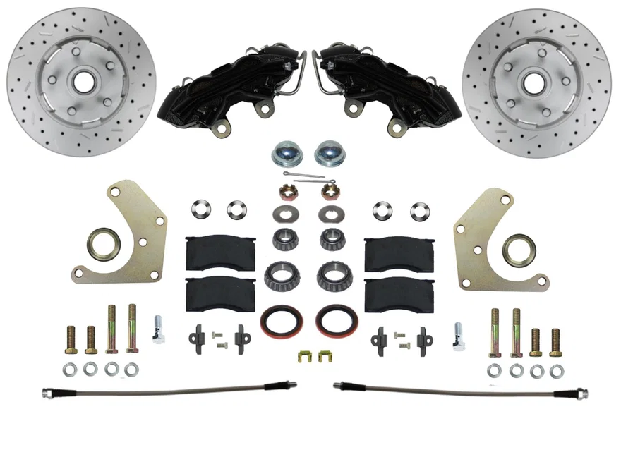 Front Spindle Kit with Drilled Rotors and Black Powder Coated Calipers