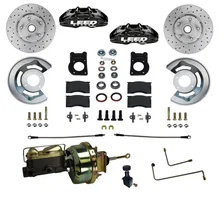 Power Front Kit with Drilled Rotors and Black Powder Coated Calipers for Ford Mustang image 1