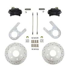 Rear Disc Brake Kit  with Drilled Rotors and Black Powder Coated Calipers image 1