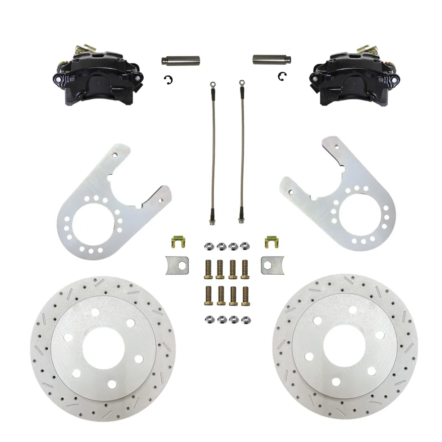 Rear Disc Brake Kit  with Drilled Rotors and Black Powder Coated Calipers