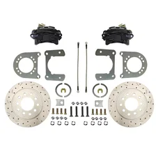 Rear Disc Brake Kit  with Drilled Rotors and Black Powder Coated Calipers image 1