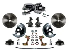 Front Power 2" Drop Spindle Kit with Plain Rotors and Zinc Plated Calipers image 1