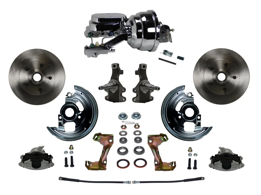 Front Power 2" Drop Spindle Kit with Plain Rotors and Zinc Plated Calipers