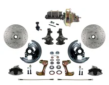 Front Power 2" Drop Spindle Kit with Drilled Rotors and Zinc Plated Calipers image 1