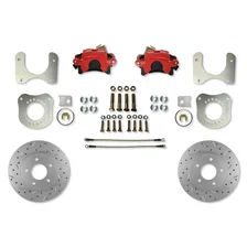 Rear Disc Brake Kit  with Drilled Rotors and Red Powder Coated Calipers image 1