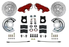 Front Spindle Kit with Drilled Rotors and Red Powder Coated Calipers image 1