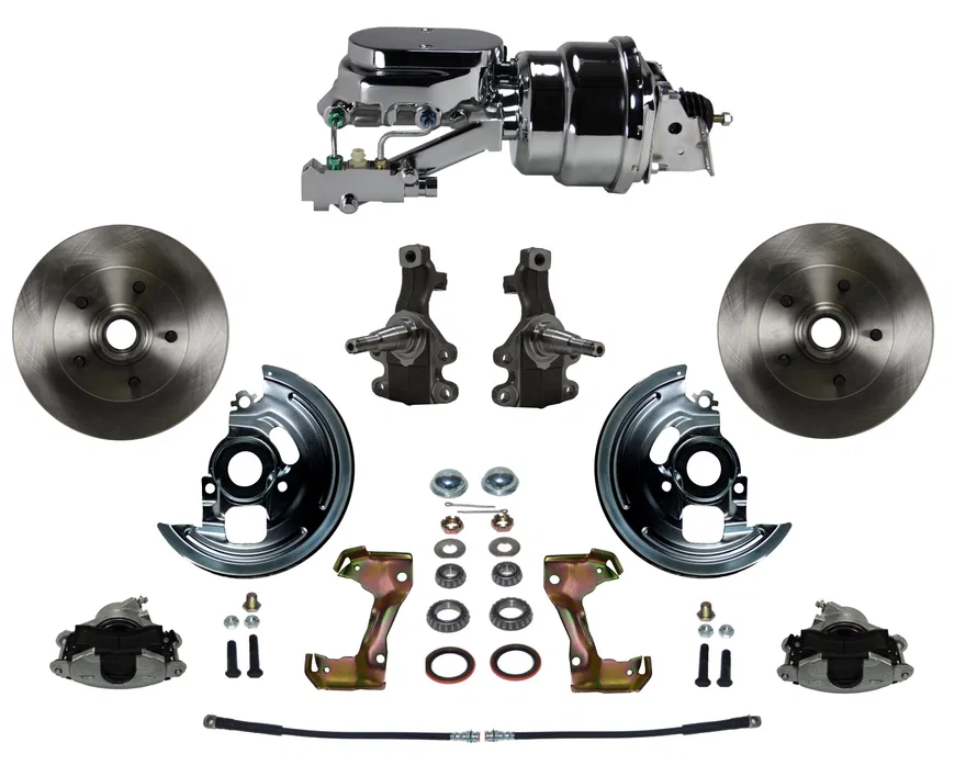 Front Power 2" Drop Spindle Kit with Plain Rotors and Zinc Plated Calipers