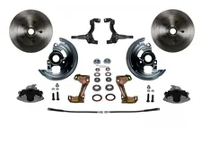 Front Spindle Kit with Plain Rotors and Zinc Plated Calipers for Chevrolet Chevy II image 1