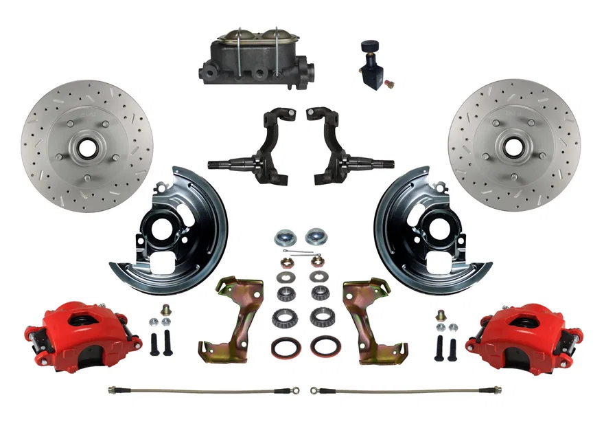 Manual Front Kit with Drilled Rotors and Red Powder Coated Calipers