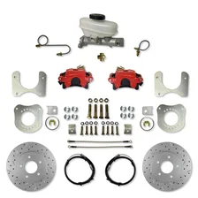 Rear Disc Brake Kit  with Drilled Rotors and Red Powder Coated Calipers for Ford Mustang image 1