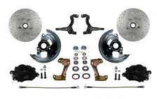 Front Spindle Kit with Drilled Rotors  and Black Powder Coated Calipers for Chevrolet Chevy II image 1