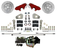 Power Front Kit with Drilled Rotors and Red Powder Coated Calipers image 1