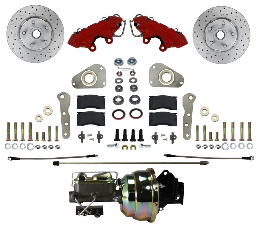 Power Front Kit with Drilled Rotors and Red Powder Coated Calipers