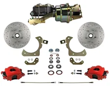 Power Front Kit with  Drilled Rotors and Red Powder Coated Calipers for Chevrolet image 1