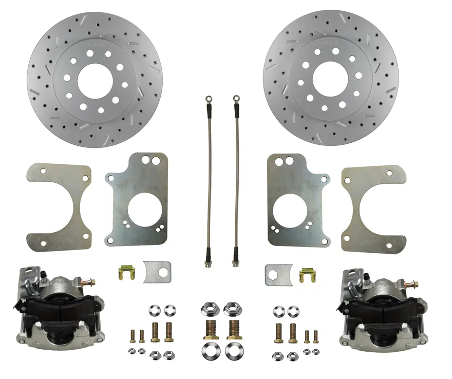 Rear Disc Brake Kit  with Drilled Rotors and Zinc Plated Calipers