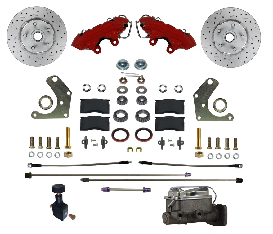 Manual Front Kit with Drilled Rotors and Red Powder Coated Calipers