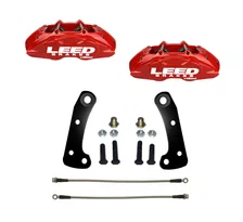 Front New fully tested loaded caliper with stainless steel pistons red powder coated pair image 1