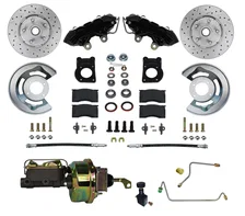 Power Front Kit with Drilled Rotors and Black Powder Coated Calipers for Ford Mustang image 1