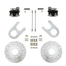 Rear Disc Brake Kit  with Drilled Rotors and Zinc Plated Calipers image 1