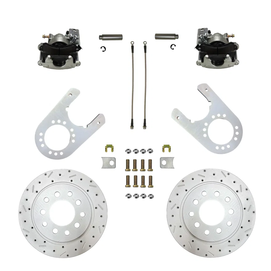 Rear Disc Brake Kit  with Drilled Rotors and Zinc Plated Calipers