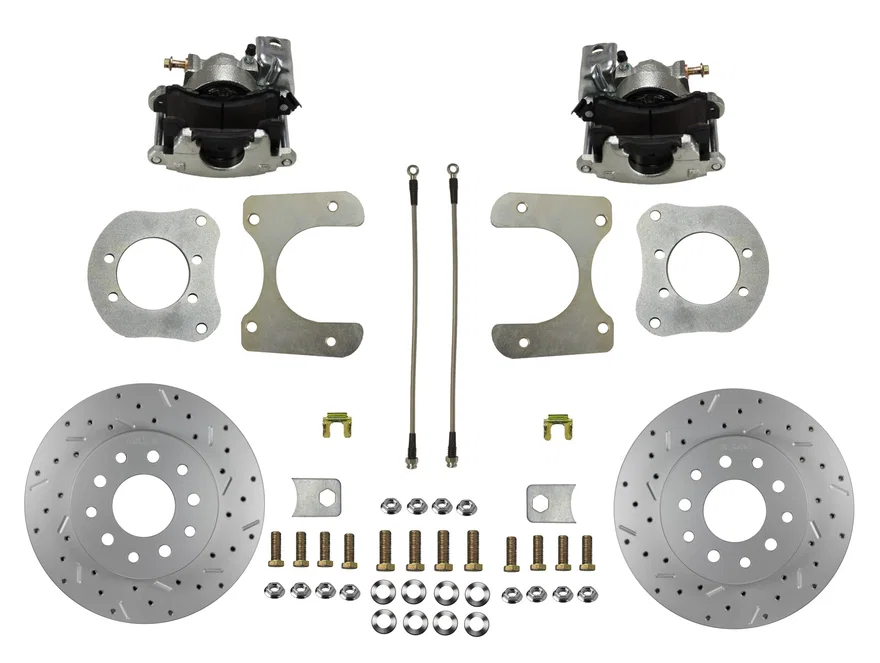 Rear Disc Brake Kit  with Drilled Rotors and Zinc Plated Calipers