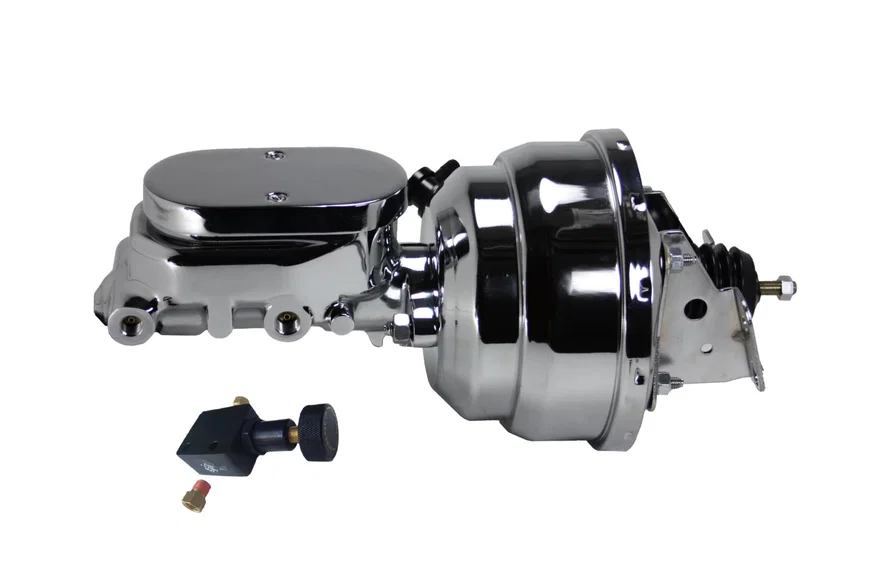 Power booster kit 8 inch dual booster 1 inch flat top adj valve (Chrome)