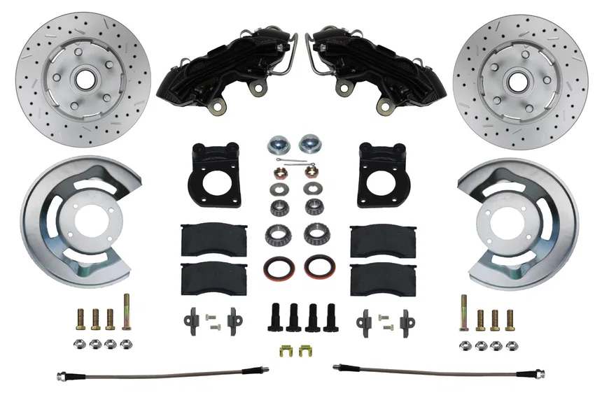 Front Spindle Kit with Drilled Rotors and Black Powder Coated Calipers
