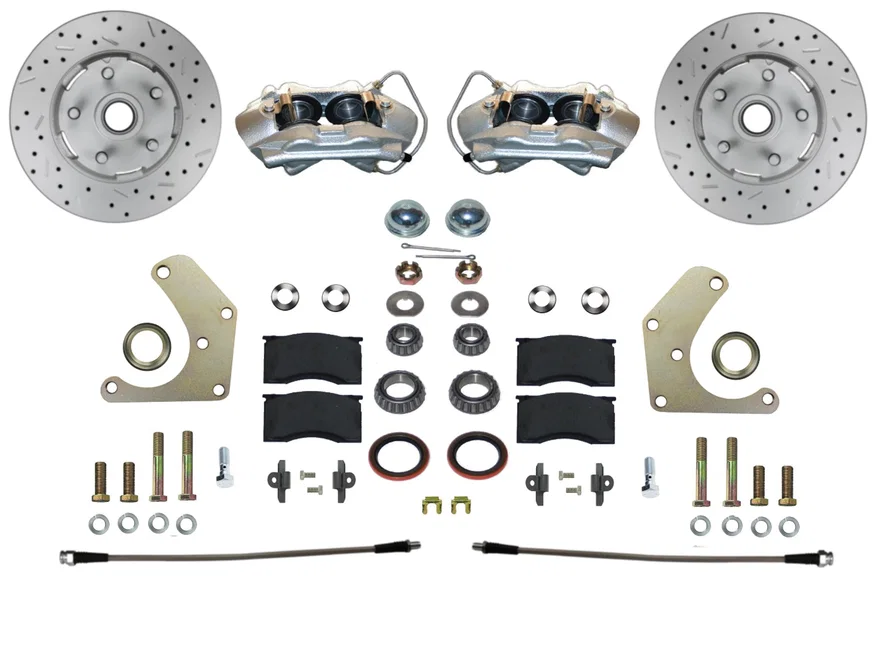 Front Spindle Kit with Drilled Rotors and Zinc Plated Calipers