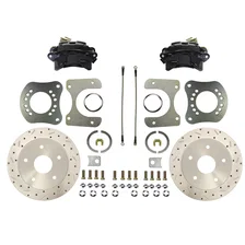 Rear Disc Brake Kit  with Drilled Rotors and Black Powder Coated Calipers for Ford image 1