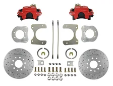 Rear Disc Brake Kit  with Drilled Rotors and Red Powder Coated Calipers for Jeep image 1