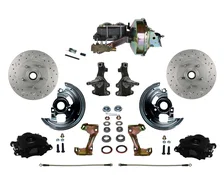 Front Power Kit with 2" Drop Spindles Drilled Rotors and Black Powder Coated Calipers image 1