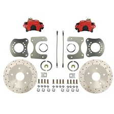 Rear Disc Brake Kit  with Drilled Rotors and Red Powder Coated Calipers for Ford image 1